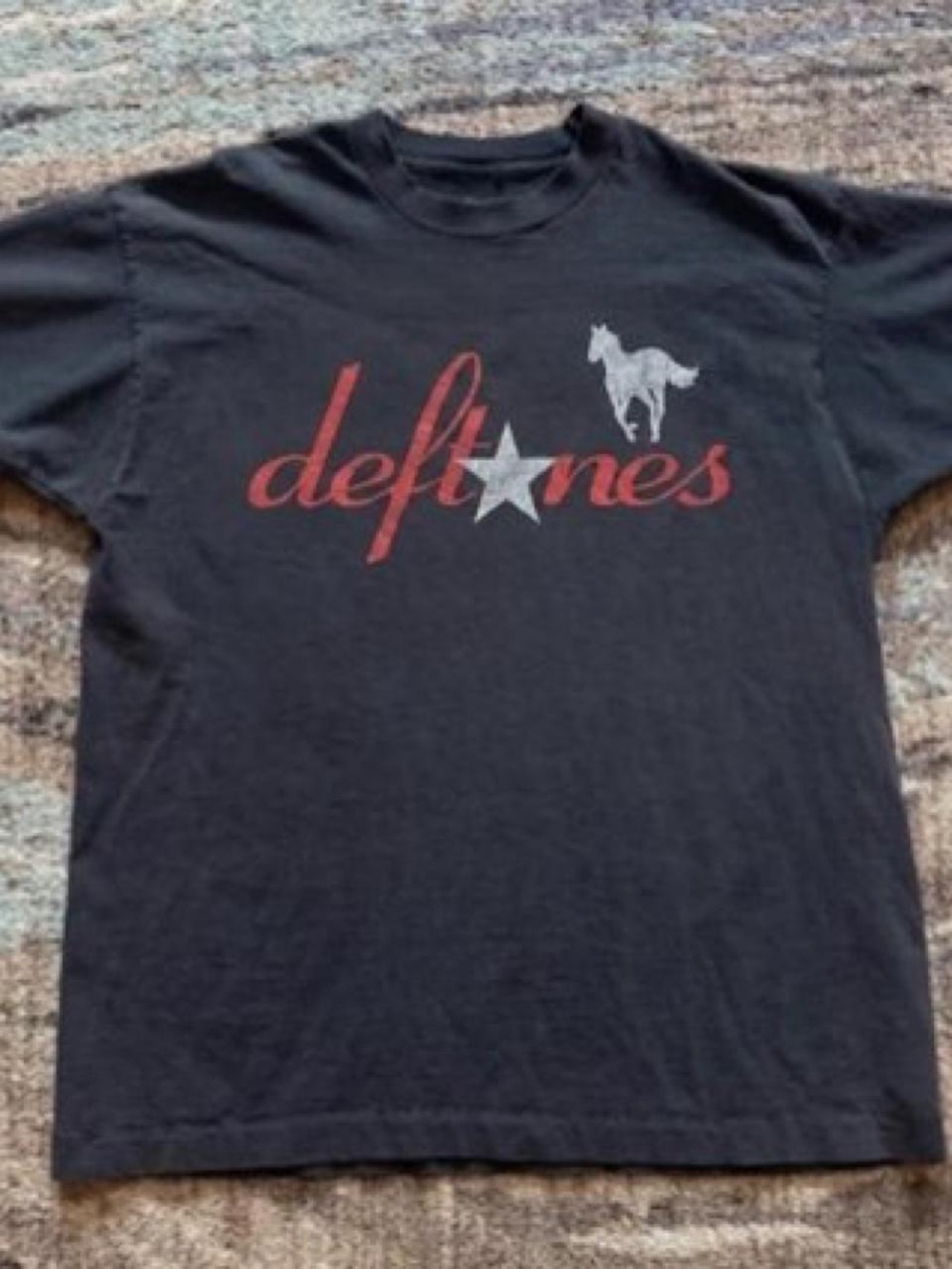 Gildan Black Deftones Logo Tee with Red Script